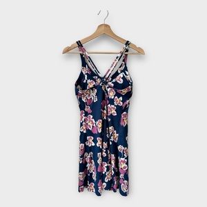Title Nine Athletic Built in Bra Yes Dress in Blue Flora, size S
